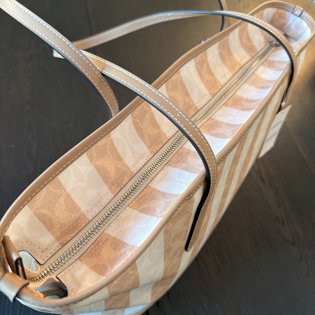 Coach City Signature Striped Zip Close Tote