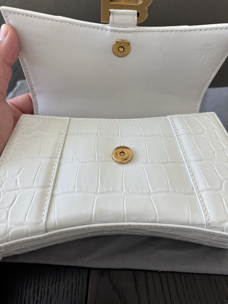 Balenciaga Crocodile Embossed Hourglass Top Handle Bag