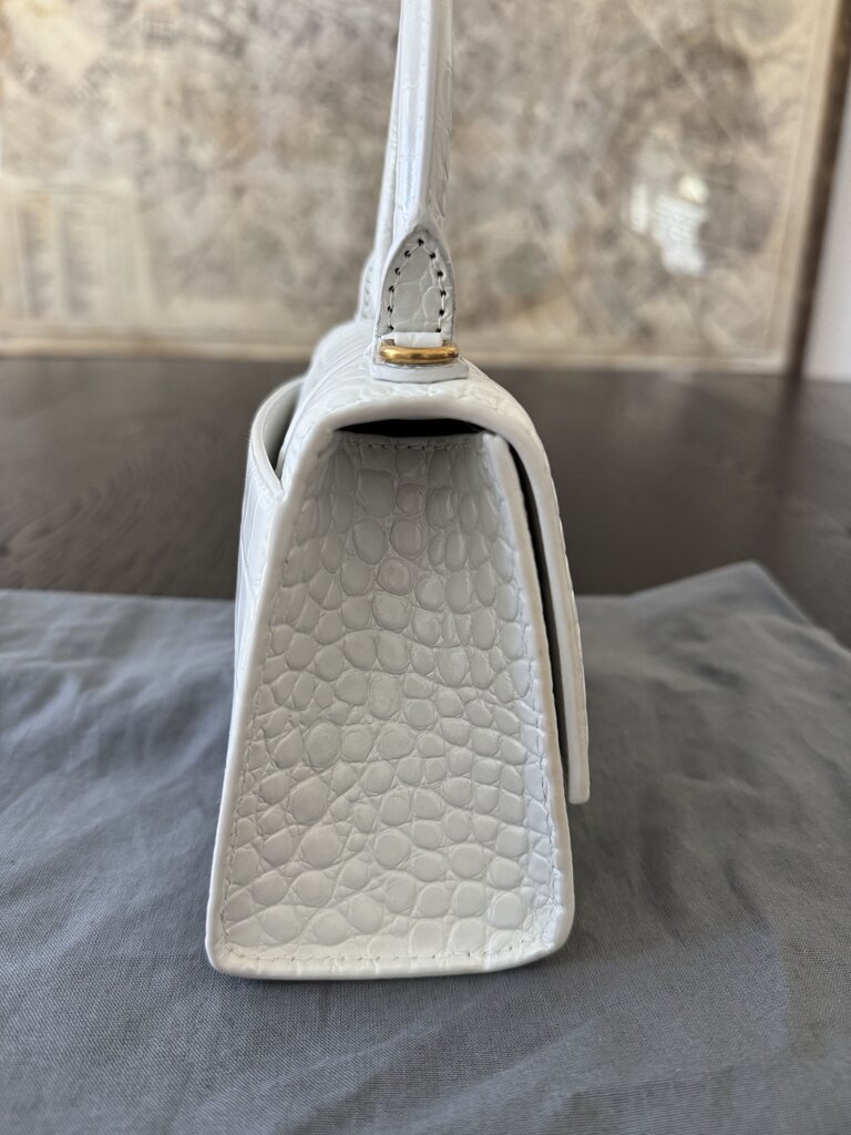 Balenciaga Crocodile Embossed Hourglass Top Handle Bag