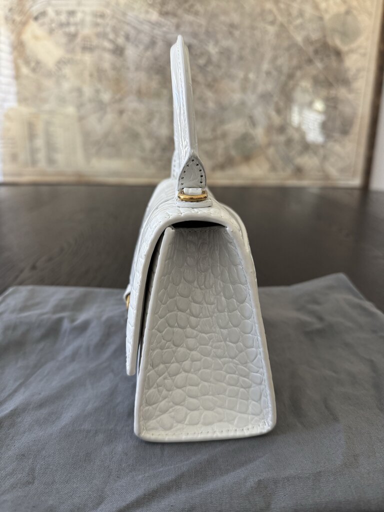 Balenciaga Crocodile Embossed Hourglass Top Handle Bag