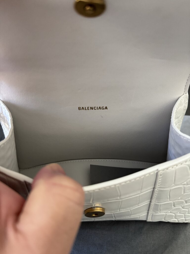 Balenciaga Crocodile Embossed Hourglass Top Handle Bag