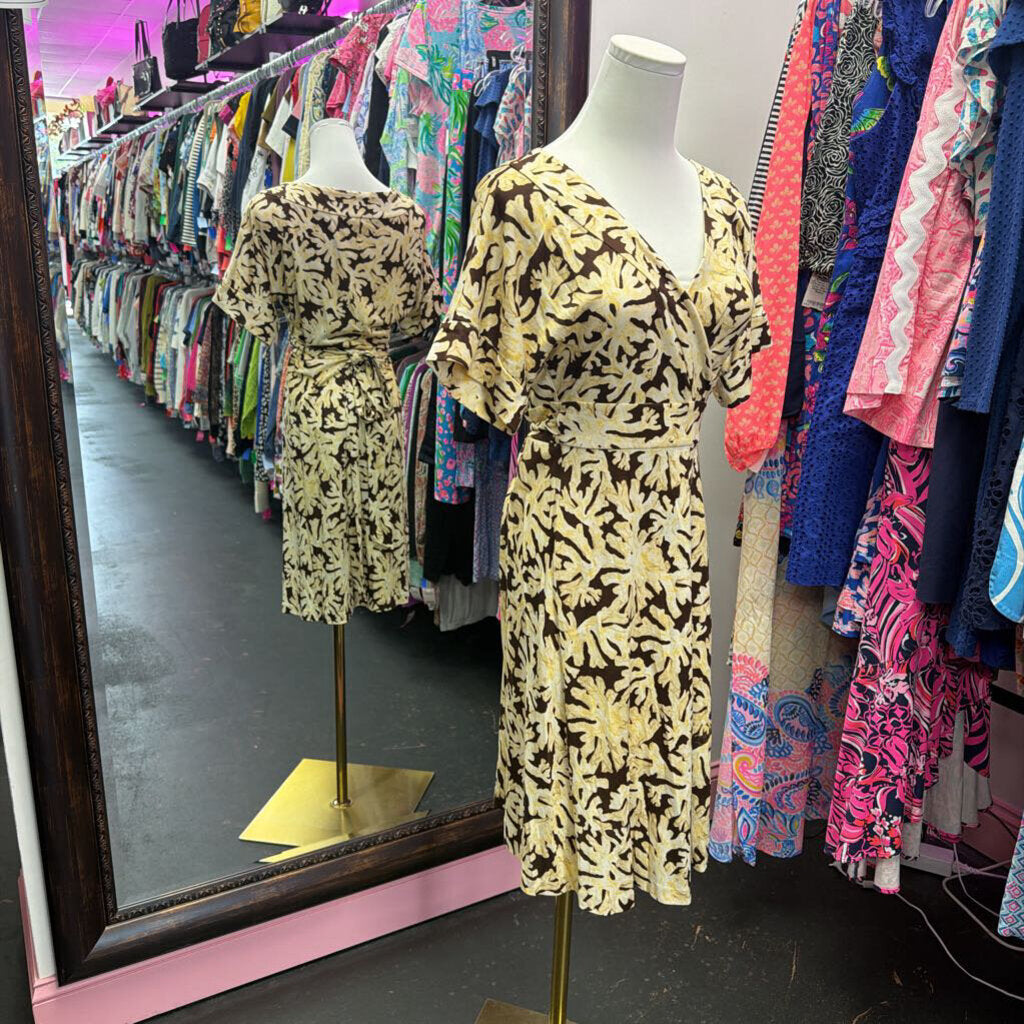 10 L/S Patterned Wrap Dress