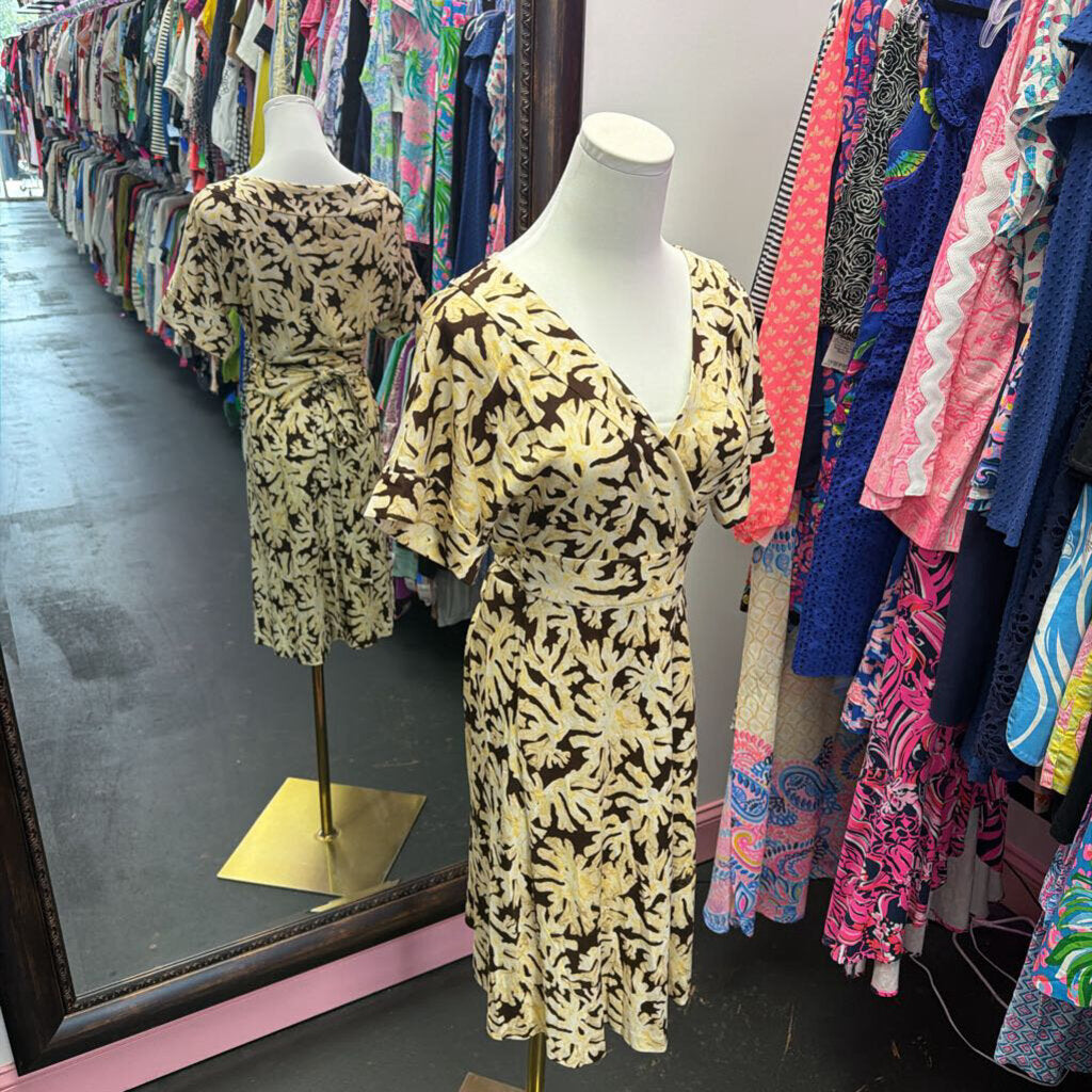 10 L/S Patterned Wrap Dress