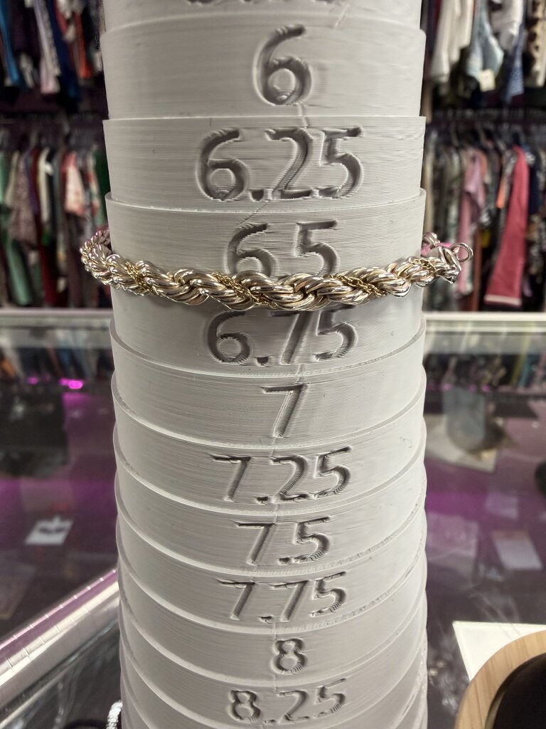 18 KGY & 925 Twist Chain Bracelet 7'