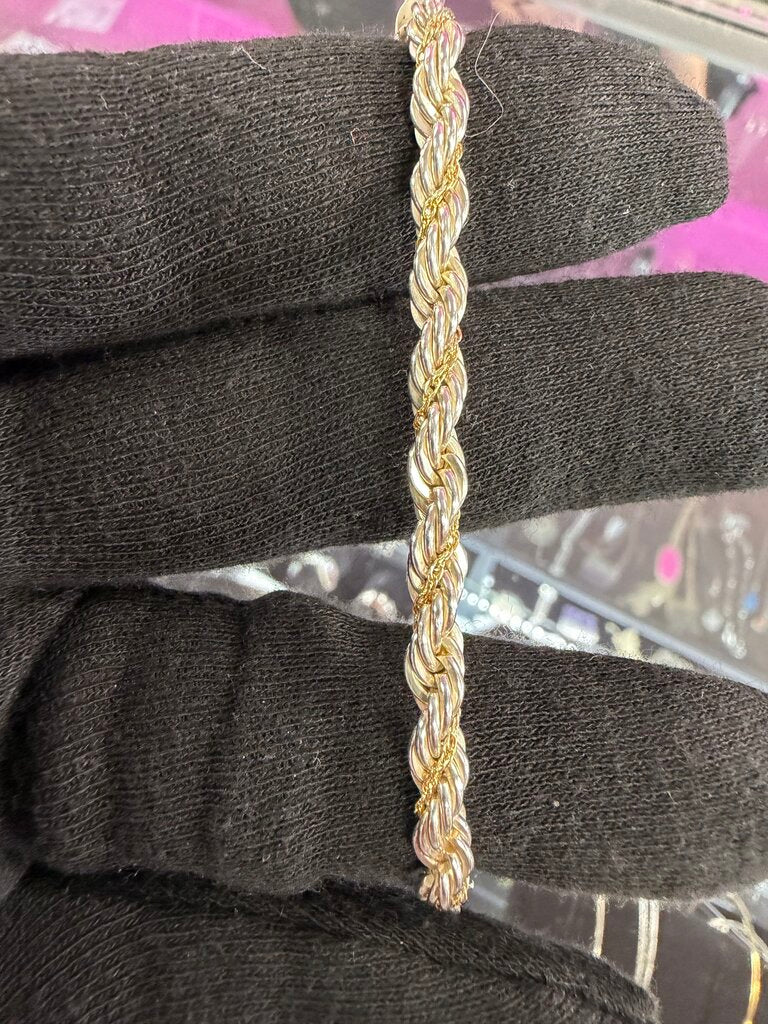 18 KGY & 925 Twist Chain Bracelet 7'