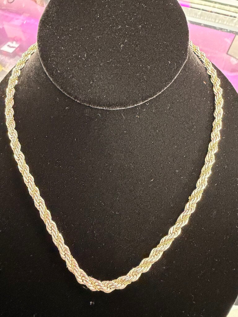 18 KYG & 925 Twist Rope Chain Necklace 24'