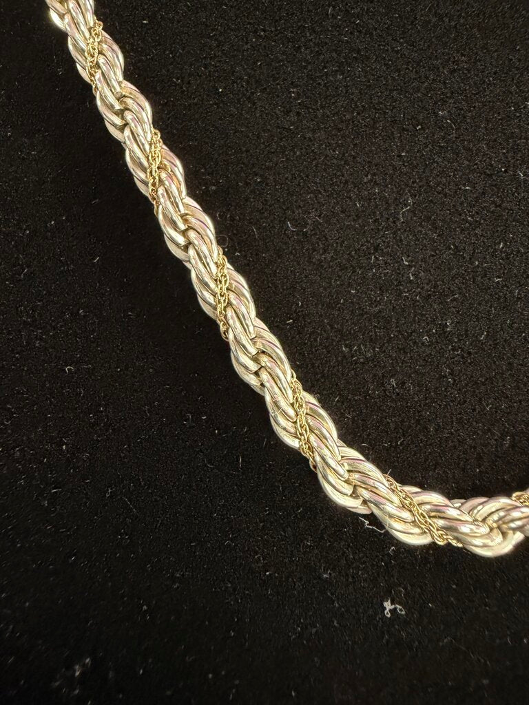 18 KYG & 925 Twist Rope Chain Necklace 24'