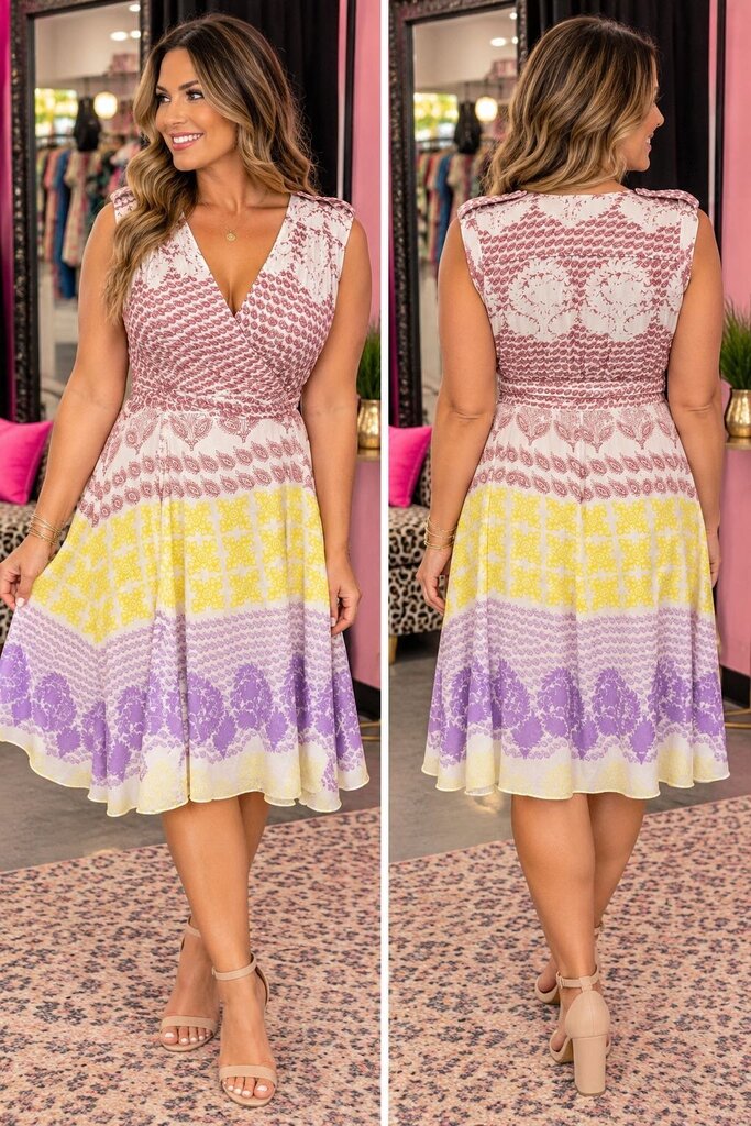 12 DVF Patterned Wrap Tie Waist Dress