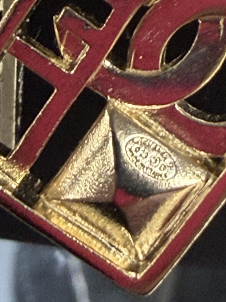 Chanel 23B Dangle Logo Multi colored Gem Stone Earring