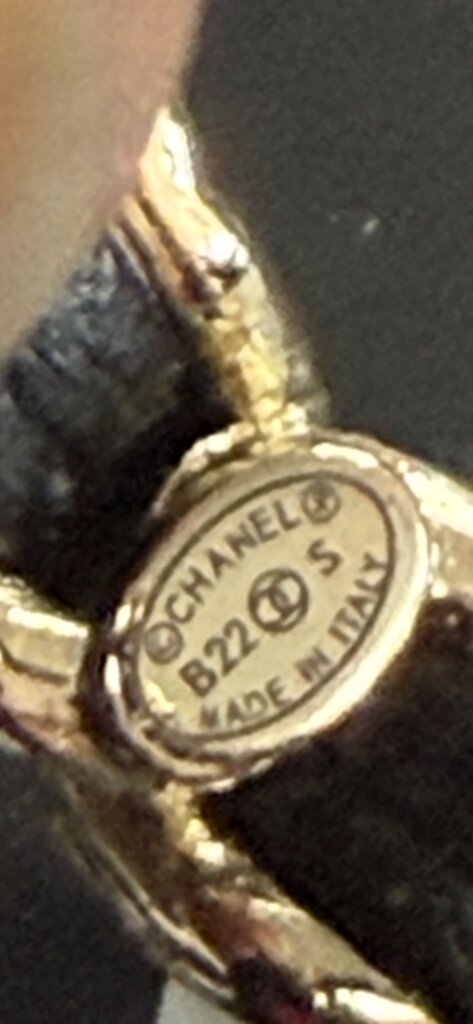 Chanel Gold Tone Chain Woven Cuff Strass Detailing Hoop Earring