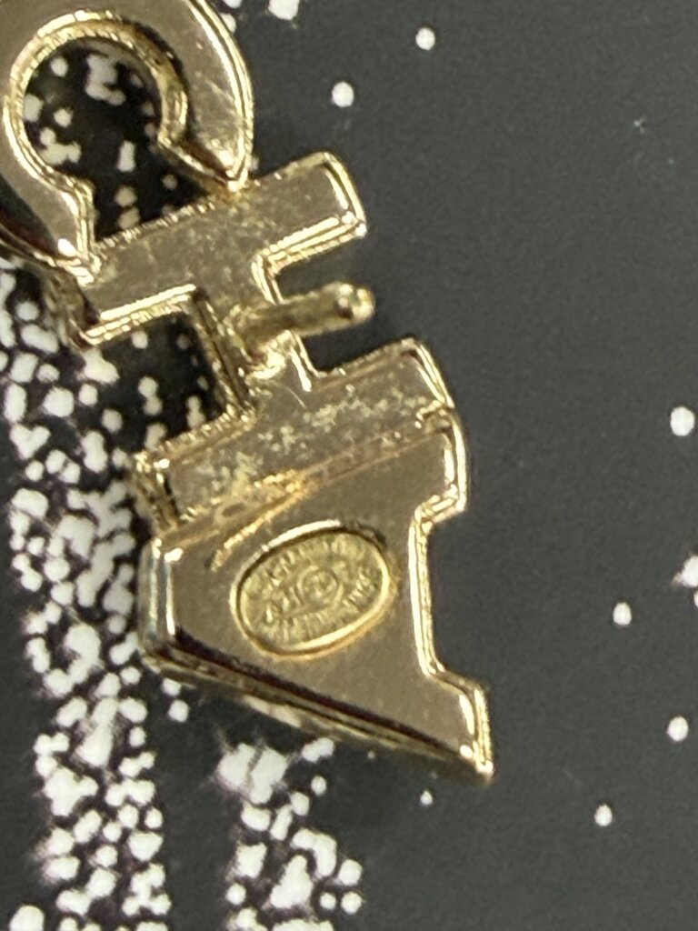 Chanel Logo Cha Nel Earrings Gold Crystal