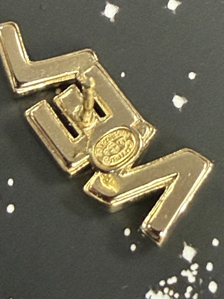 Chanel Logo Cha Nel Earrings Gold Crystal