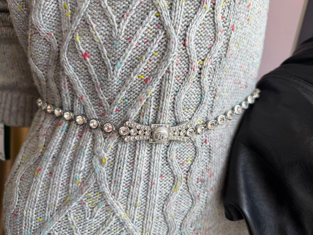 Chanel 23 Spring Runway Jewelry Crystal Chain CC bow belt 36'