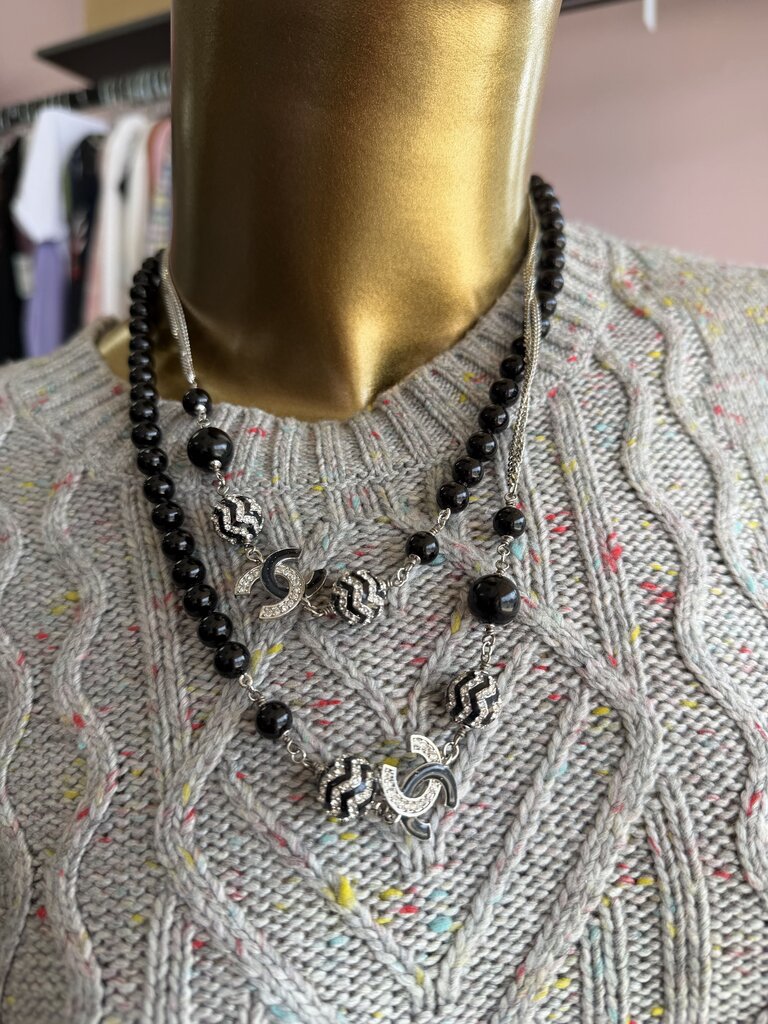 Chanel 2023 Black Prayer CC Beads 44 inches