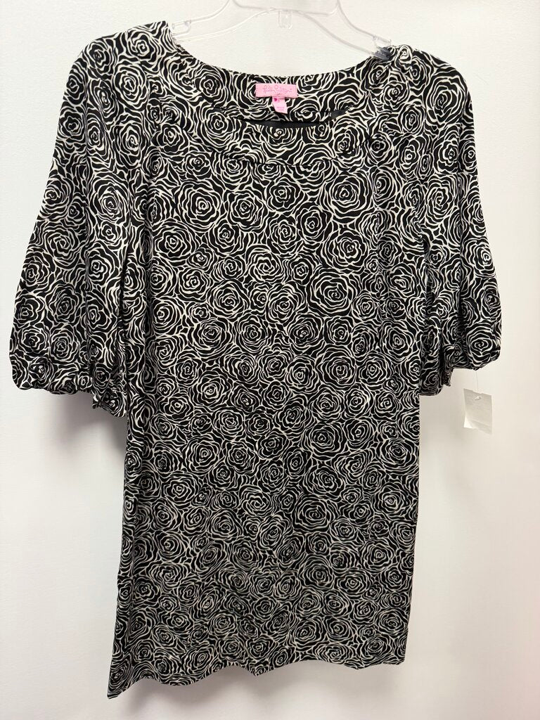 2 3/4 Sleeve Silk Blend Roses Dress
