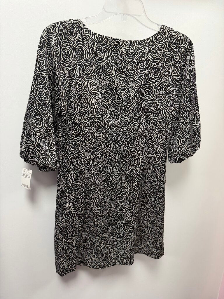 2 3/4 Sleeve Silk Blend Roses Dress