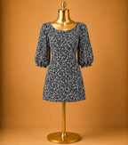2 3/4 Sleeve Silk Blend Roses Dress