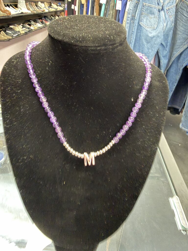925 Amethyst Choker Bead M Bracelet