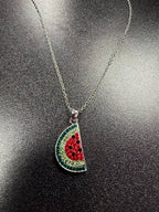 925 Crystal Watermelon Slice on fashion necklace