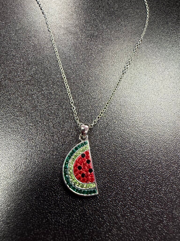 925 Crystal Watermelon Slice on fashion necklace