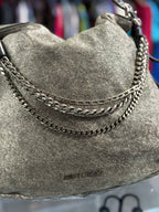 Jimmy Choo Metallic Silver Biker Boho Chain Shoulder Bag