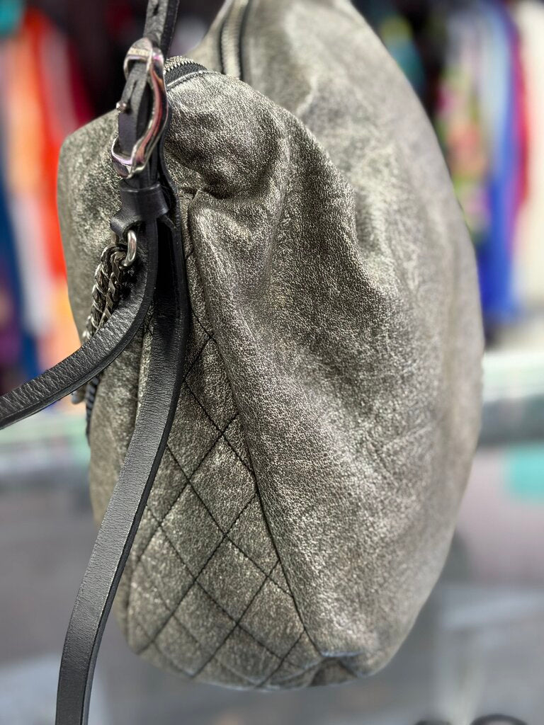 Jimmy Choo Metallic Silver Biker Boho Chain Shoulder Bag