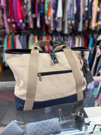 TUMI X ORLEBAR Tote Bag white navy Thick Rubber Material Removable Initial Plate