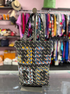 Tory Burch Swan Curly Ribbon Geometric Abstract New York Canvas Tote Bag