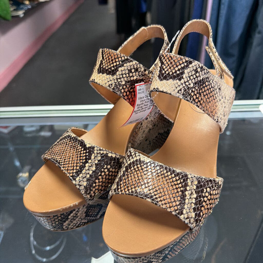 10M Vince Camuto Reptile Print Ankle Strap Peep Toe Sandal