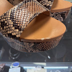 10M Vince Camuto Reptile Print Ankle Strap Peep Toe Sandal