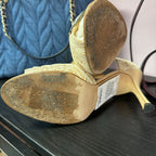 Manolo Blahnik Sedaraby Beige Lace Nude Silver Jeweled Shoes Size 37.5
