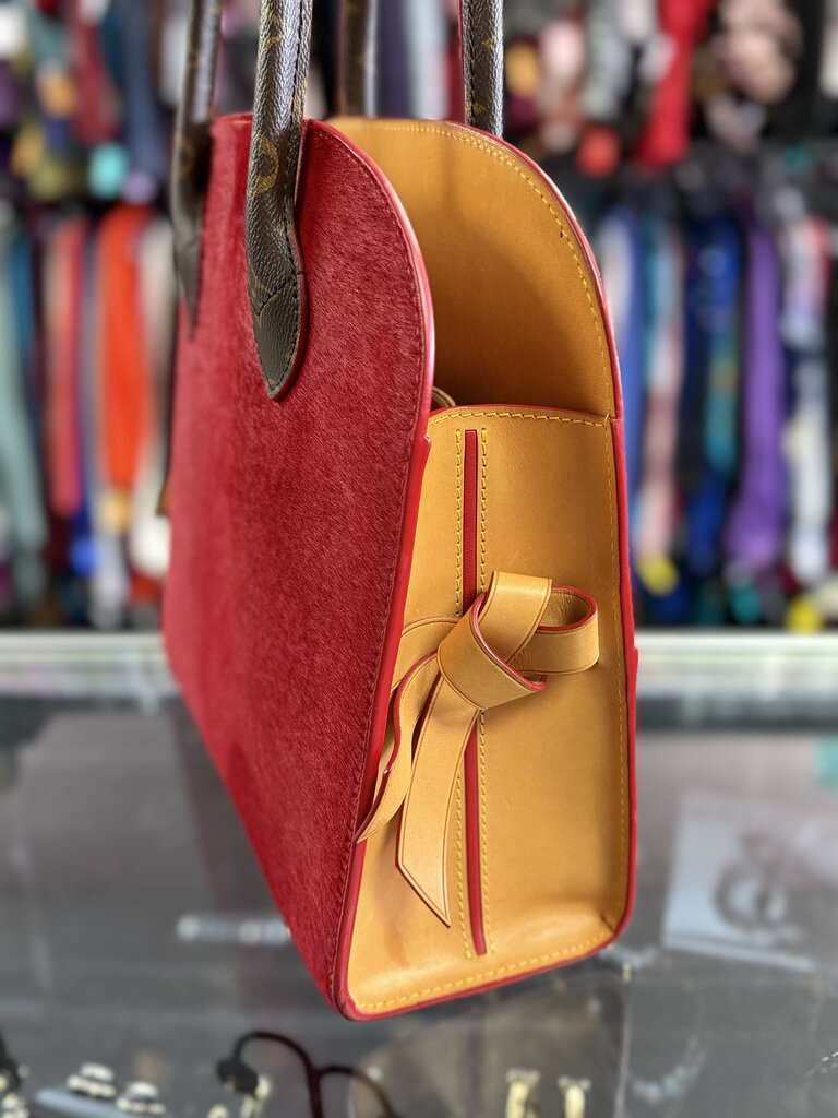 Louis Vuitton X Christian Louboutin Monogram Iconoclast Calf Hair Studs Satchel