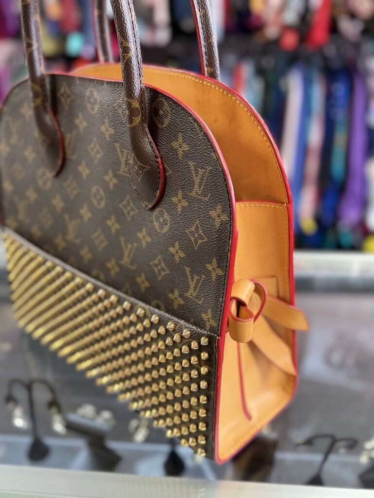 Louis Vuitton X Christian Louboutin Monogram Iconoclast Calf Hair Studs Satchel