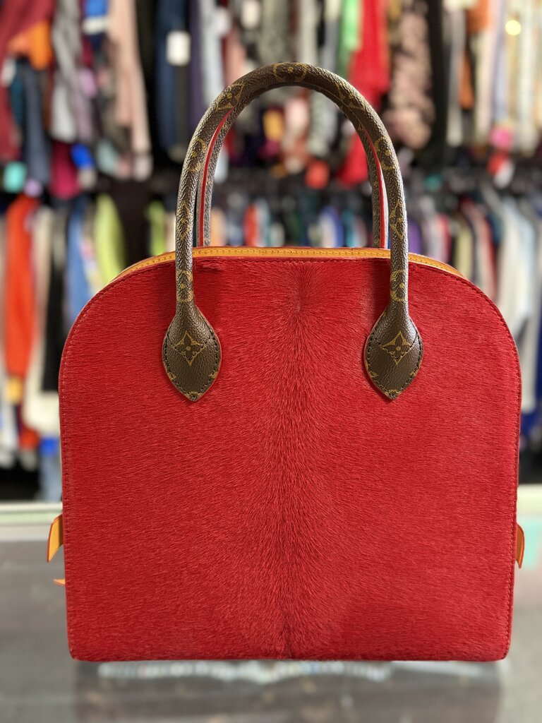 Louis Vuitton X Christian Louboutin Monogram Iconoclast Calf Hair Studs Satchel