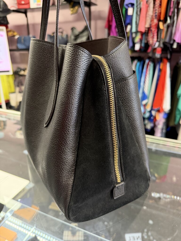 Coach Lora Carryall Shoulder Bag Tote Black Leather Suede Preppy Classic 89486