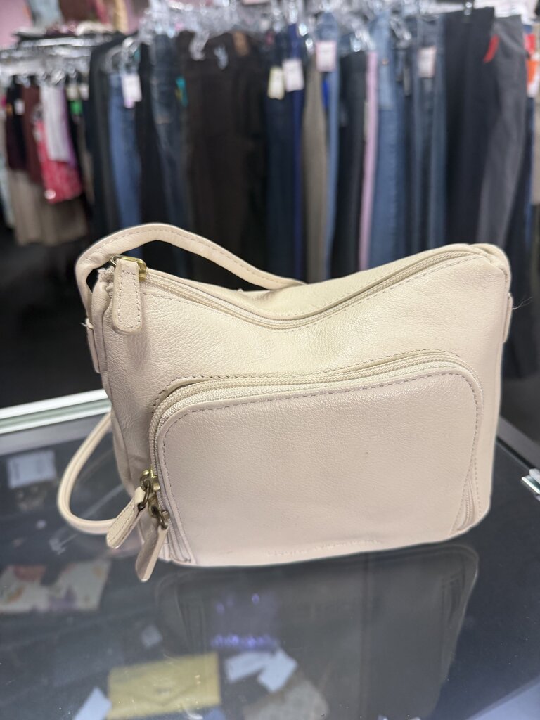 Damage noted to strap Stone Mountain Small Leather Crobbody