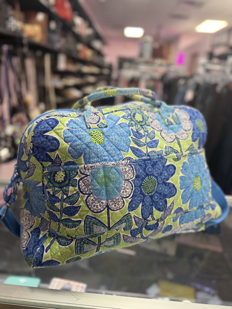 Vera Bradley Large Cotton Travel Duffel Bag Doodle Daisy Pattern