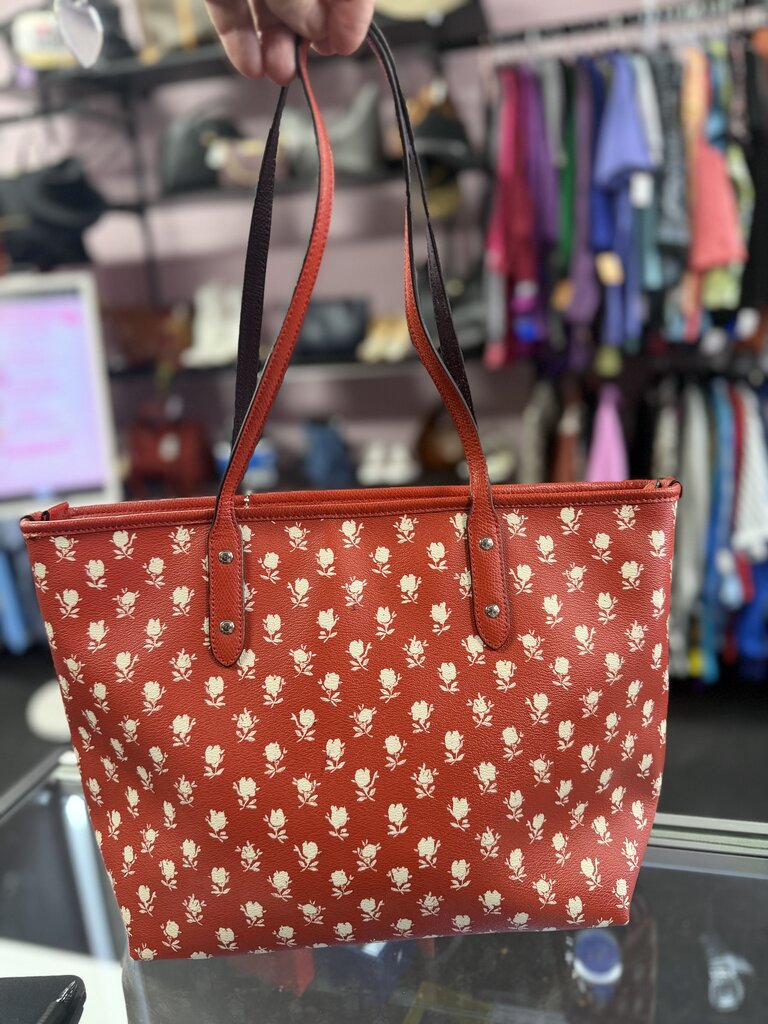 Coach Badlands Floral City Zip Close Tote Coated Canvas