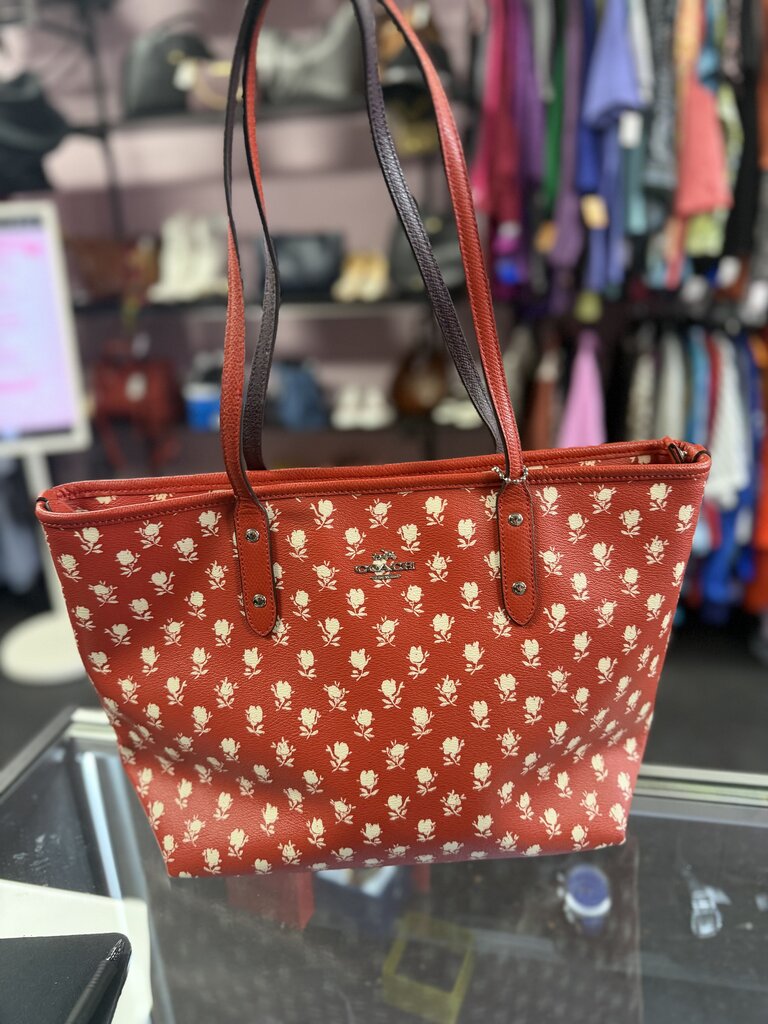 Coach Badlands Floral City Zip Close Tote Coated Canvas