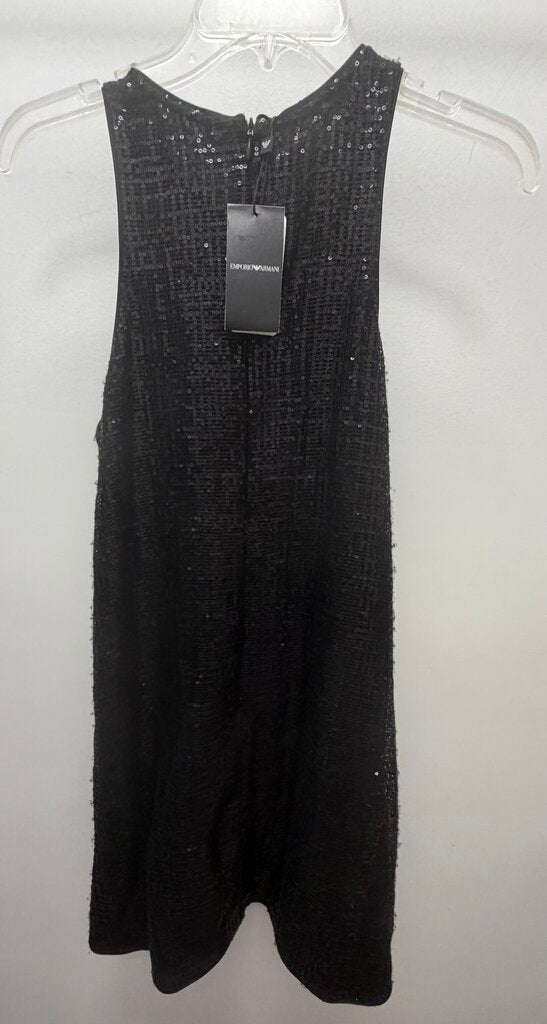44Uk/12 US Emporio Armani Black Silk Sequin A-Line Dress