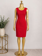 8 Anthropologie Sleeveless Solid Boat Neck Open Back Sheath Dress