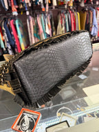 Mary Frances Shoulder Bag Purse Beaded Flower Motif Leather Handle