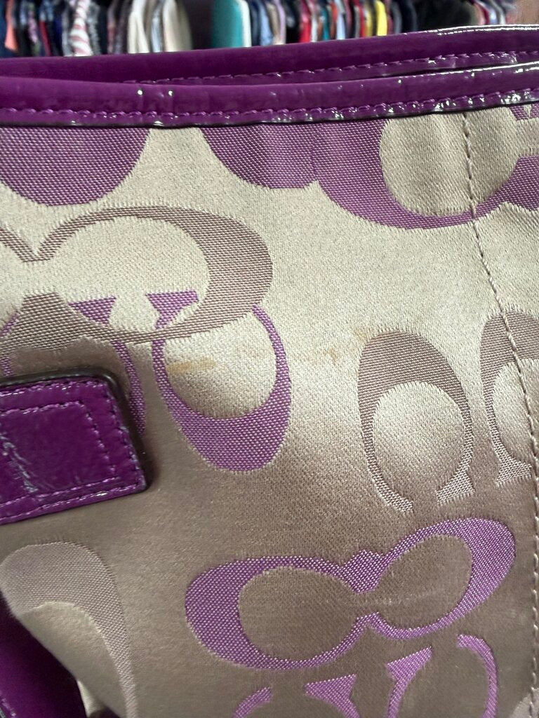 Coach Canvas Signature Crossbody Shoulder Bag Chain Detail