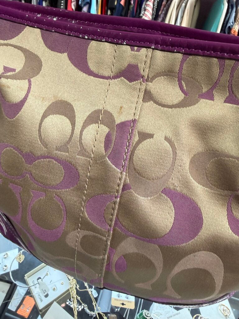 Coach Canvas Signature Crossbody Shoulder Bag Chain Detail