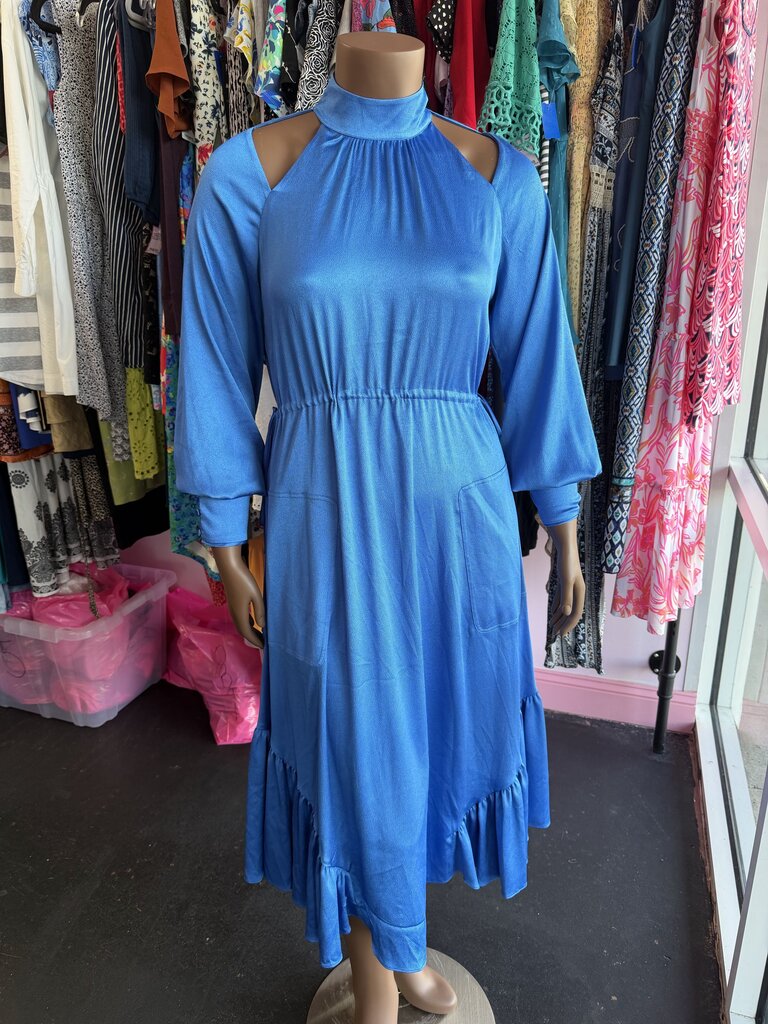XL S/S NWT Halter Neck L/S Solid Cinch Waist Mini Calypso Dress
