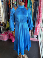 XL S/S NWT Halter Neck L/S Solid Cinch Waist Mini Calypso Dress