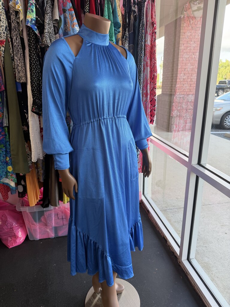 XL S/S NWT Halter Neck L/S Solid Cinch Waist Mini Calypso Dress