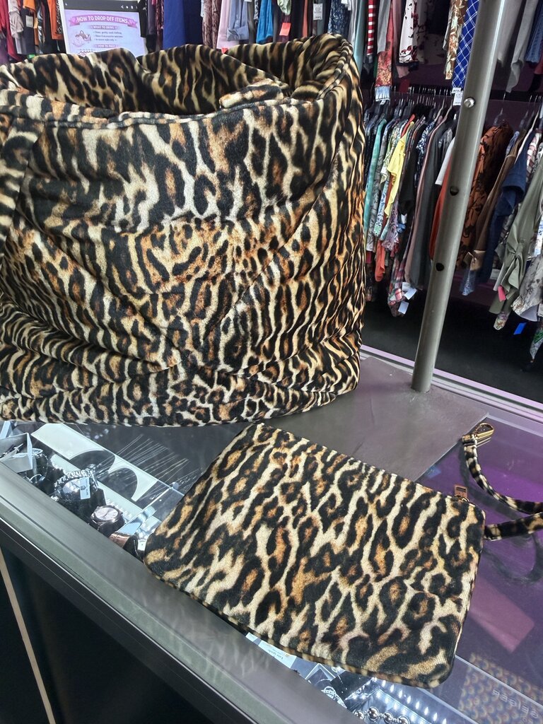 Betsy Johnson X Marks the Spot Be Mine Quilted Puff Leopard Tote