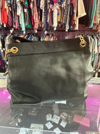 Michael Kors Purse Black Jet Set Large Pebbled Leather Gold Chain Shoulder Tote