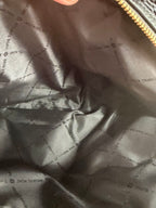 Michael Kors Purse Black Jet Set Large Pebbled Leather Gold Chain Shoulder Tote